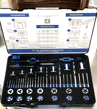 54-tlg. Gewindeschneidsortiment HSS M3-M12 mit Fhrungen