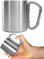 Camping Tasse Edelstahl mit Karabinerhaken Griff